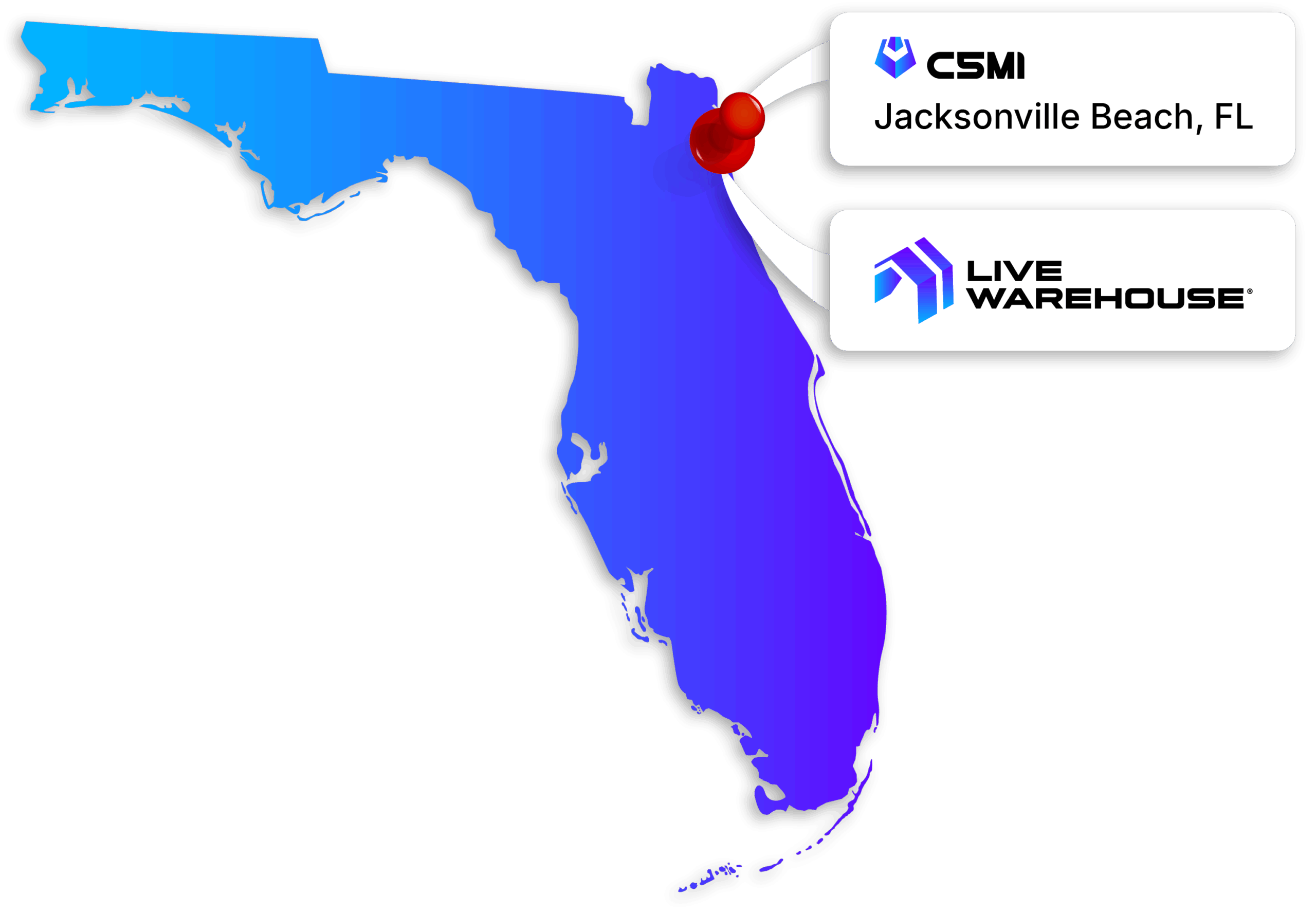 A map of C5MI's Corporate Office in Jacksonville Beach, FL.