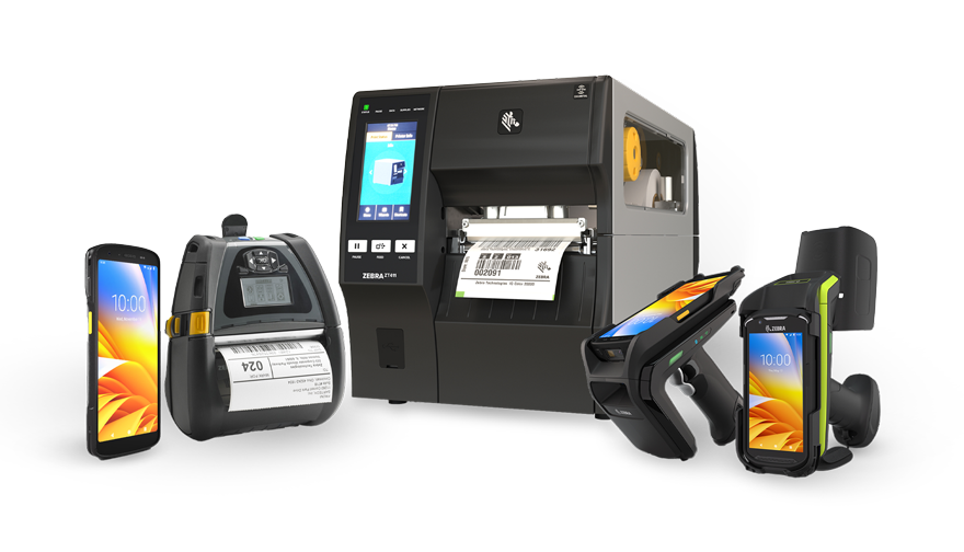 Industrial and mobile printing solutions from Zebra, deployed by C5MI for high-quality barcode and RFID labeling.